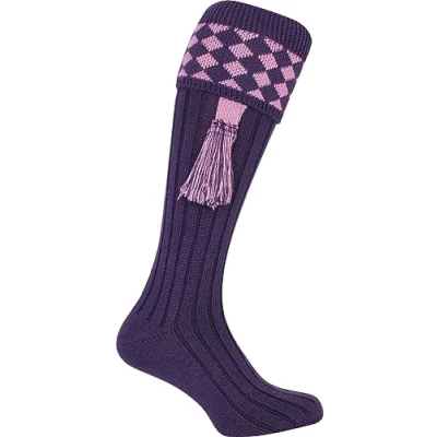 Imagen de Jack Pyke Calcetines de Tiro con jarreteras Motivo arlequín Morado/Malva