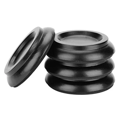 Imagen de Rueda de Piano Vertical 4 Piezas Antideslizante y Antirruido Almohadillas Pie Redondas Madera Haya Juego Tazas para Protectores Suelo Dura(Negro)