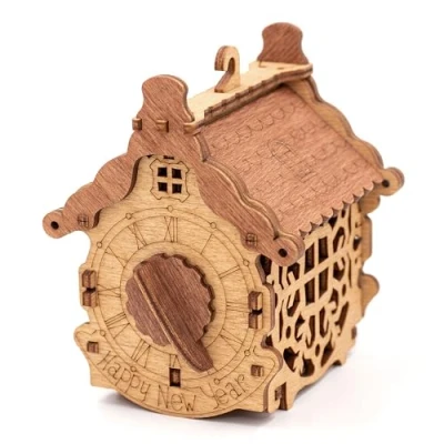 Imagen de iDventure Happy New Year puzzle box caja misteriosa para dinero 3D de madera Decoración navideña regalos hicha originales rompecabeza Regalo año nuevo