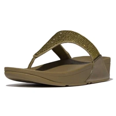 Imagen de Fitflop Lulu Crystal Embellished Toe Post Sandals, Sandalia Mujer, Verde Camuflaje metálico, 38 EU