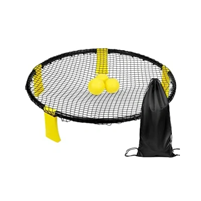 Imagen de QWORK® Juego de Spike Ball, Juegos Playa, Incluye Red Juego, 3 Bolas, Bolsa con cordón y Bomba, para Parque, Patio Trasero, Playa