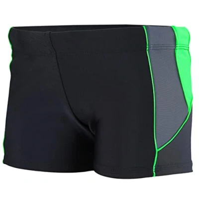 Imagen de Aquarti Bañador para Hombre Tipo Boxer, 07 Negro/Grafito/Verde, 3XL