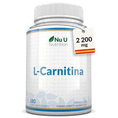 Imagen de Complejo de L carnitina 2 200 mg 180 cápsulas veganas alta potencia con riboflavina, biotina, cromo, vitamina D, B3 y B6 Complemento tartrato Fabricado en Europa