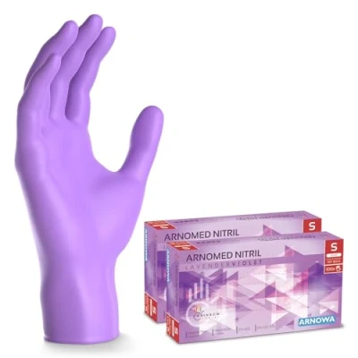 Imagen de ARNOMED guantes nitrilo talla S, violeta, de nitrilo, 200 unidades (2 cajas), desechables sin polvo, goma látex, en tallas XS, M, L y XL