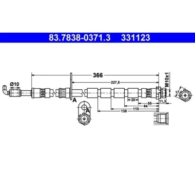 Imagen de ATE 83.7838 0371.3 Latiguillos de Freno 366 M10x1
