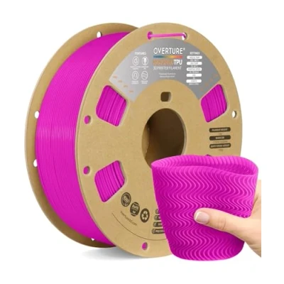 Imagen de OVERTURE TPU High Speed Filamento 1.75mm, Alta Velocidad Flexible 95A Suave para Impresoras 3D Filamento, 1kg Carrete de Cartón, Precisión +/ 0.02 mm (HS Magenta Neón)