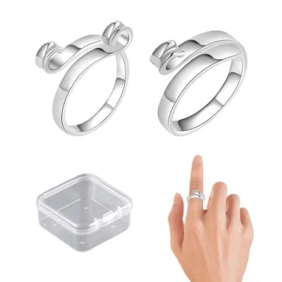 Imagen de KRYMSON 2 anillos de punto con 1 caja transparente, lazos ganchillo, punto, ganchillo para ajustable