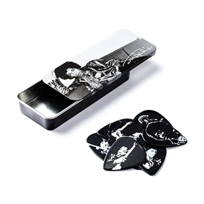 Imagen de JIM DUNLOP Púas Jimi Hendrix, Silver Portrait, medium, Caja en Metal de 12