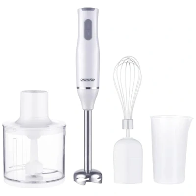 Imagen de Mesko MS4629 Batidora de Mano Multifunción, Procesador Alimentos Picadora 0,5 L, Accesorio para Montar Acero Inoxidable, 2 Velocidades, Brazo Desmontable, Vaso Medidor 0,7 800W