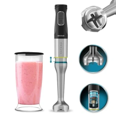 Imagen de Cecotec Batidora de Mano Katana 15 Jar G. 1500 W, 21 Velocidades y Turbo, 4 Hojas con Titanio Negro, Campana antisalpicaduras, Pie extralargo, Vaso 800 ml
