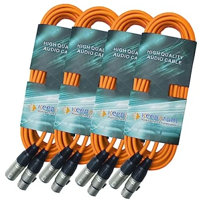 Imagen de keepdrum 4 cables de micrófono XLR MC 001XX XLR/XLR Cable (10 m naranja)