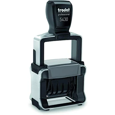 Imagen de Trodat Sello Fechador Professional 5430/L Autoentintable, 2 Textos Español Intercambiables RECIBIDO PAGADO, Marcada Bicolor Azul Rojo 41 x 24 mm aprox.