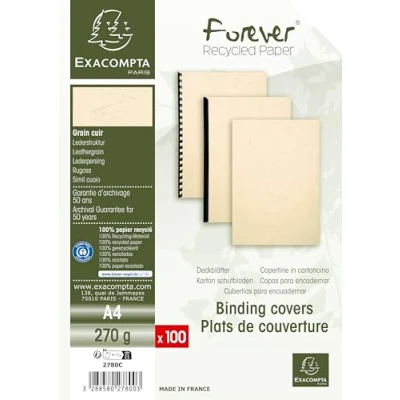Imagen de Exacompta 2784C Lote de 100 cubiertas/cartulinas dossiers, A4, color blanco