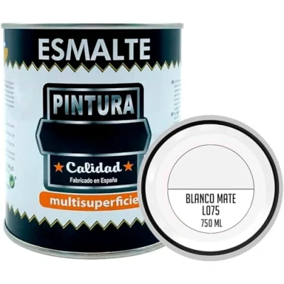 Imagen de AC Bote de Pintura Esmalte Fabricado en España Ideal para Cualquier Superficie, Madera, Plástico, Cristal o Cemento Capacidad 750 ML Blanco Mate (L075)