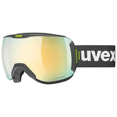 Imagen de uvex downhill 2100 CV, gafas de esquí unisex, tintadas para realzar el contraste, antidistorsión y antivaho, black matt/gold green, one size