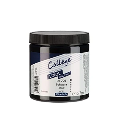 Imagen de Schmincke College® Linol, tintas de linóleo para artistas, Negro 237 ml, 39700053, tinta a base agua bajo olor, resistente la luz, impresión uniforme