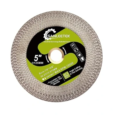 Imagen de SANLEETEK Disco Diamante Azulejos 125mm Hoja de Sierra Doble Lado Corte y Molienda para Porcelánico Cerámica Mármol Piedra Artificial con X Malla Llanta