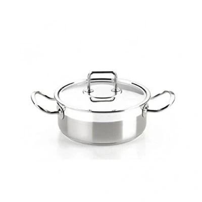 Imagen de BRA Profesional Cacerola con Tapa de Acero Inoxidable, 18/10, Gris, 16 cm
