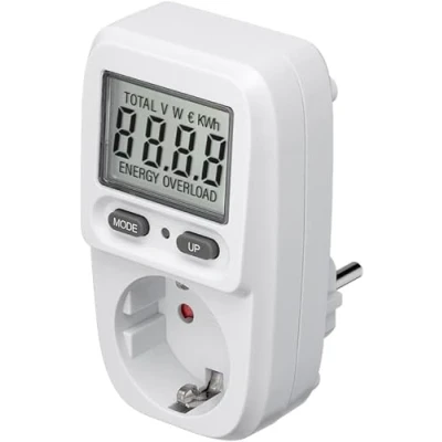 Imagen de goobay 64589 Medidor de Energía Digital Básico/Medidor Consumo eléctrico para Refrigerador, Lavadora, TV y Lámparas Pie/Rango Medición entre 0.5 W 3680 W/Medidor