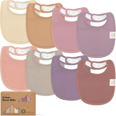 Imagen de KeaBabies 8 Pack Baberos Orgánicos para Niñas y Niños, Dentición Niñas, Recién Nacidos Lavables a Máquina (Mauve)