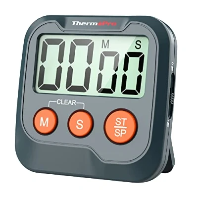 Imagen de ThermoPro Temporizador de Cocina TM03W Digital con Pantalla LCD Grande dígitos Alarma Volumen Ajustable Cuenta Regresiva Multifuncional