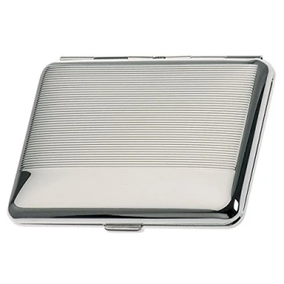 Imagen de SILBERKANNE Pitillera de doble cara Hamburgo, 6,5 x 9,5 cm, chapado en plata, acabado premium