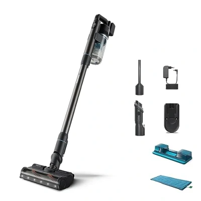 Imagen de Philips Aspiradora sin Cable Serie 7000 Aqua, Motor Digital, Tecnología PowerCyclone 12, con Luces LED, Módulo Aqua acoplable, hasta 80 min de autonomía, 2 Accesorios, Azul (XC7053/01)