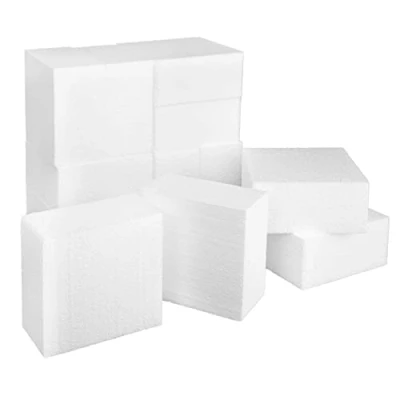 Imagen de MCE Commerce, rectángulos de poliestireno, bloques para manualidades, 5 cm, Blanco, 10x10x5cm, 12