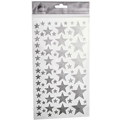 Imagen de Artemio 11004502 Adhesivo decorativo para estrellas, papel, plata, 14 x 25 cm