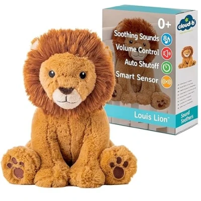 Imagen de Cloud b Máquina de sonido calmante Animal Peluche 4 ruidos blancos y canciones cuna Apagado automático Smart Sensor musical Louis Lion