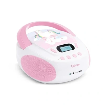 Imagen de Mooov 474407 Reproductor de CD portátil, Lector Audio R/CD RW, Puerto USB para MP3, Sonido estéreo 6W, asa ergonómica, Unicornio