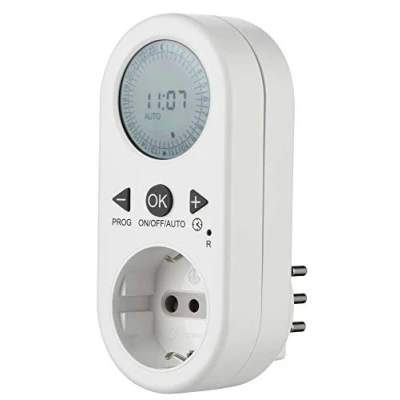 Imagen de Electraline 58116 Temporizador Programador Digital Diario con intervalo de programación, Enchufe Schuko + 10 A, Blanco