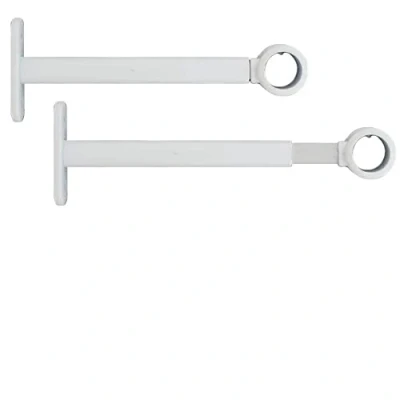 Imagen de 2 soportes de pared extensibles y ajustables para barra cortina, ø 20 mm, longitud 15 19,5 cm, color blanco, (1 juego barra)