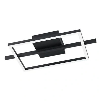 Imagen de EGLO Amandolo Lámpara de techo led cuadrada regulable con mando a distancia, diseño geométrico metal negro, blanco cálido frío, retroiluminación RGB