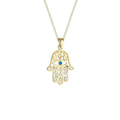 Imagen de Elli Collares Mujeres Hamsa Mal de Ojo con Cristales en Plata Ley 925 Bañada Oro