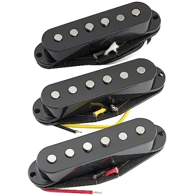Imagen de Artec SSA 12 Vintage Staggered Alnico 5 Single Coil Pastillas Pickups Set para Guitarra Eléctrica tipo Strat, Negro