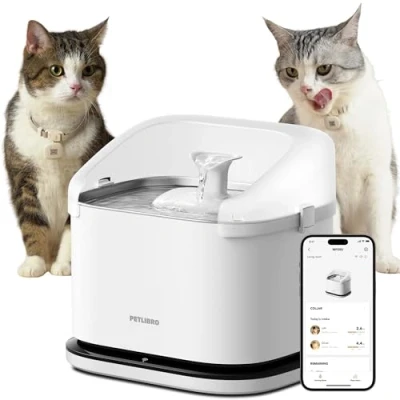 Imagen de PETLIBRO Fuente para Gatos con RFID Reconocimiento de Mascotas, 3 L Dockstream Bebedero Aplicación, Monitoreo Hidratación 5 Etiqueta Collar, Wi Fi 2,4 GHz