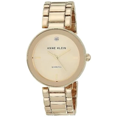 Imagen de Anne Klein Reloj analógico para Mujer de Cuarzo japonés con Correa en Acero Inoxidable AK/1362GNGB, Oro/Verde