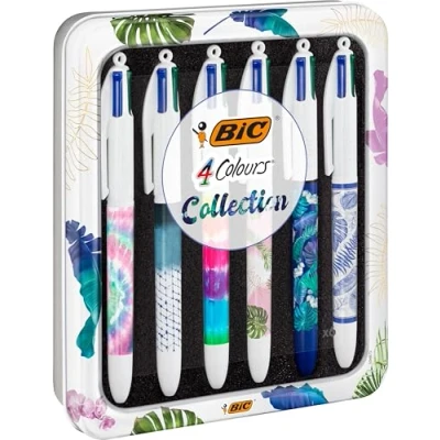 Imagen de BIC 4 Colores Decors Collection Series Botanical y Tie Dye Bolígrafos de Punta Media (1,00 mm) Varios Diseños, Estuche Reutilizable 6