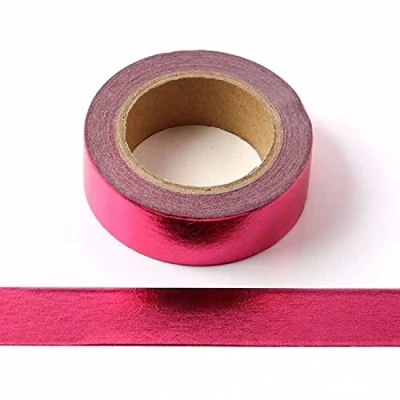 Imagen de Syntego Cinta adhesiva decorativa de papel aluminio sólido, 15 mm x 10 metros (rosa intenso)