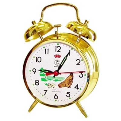 Imagen de Despertador mecánico, diseño de gallina, Metal, Dorado, Reloj, regalo, Manual, esfera 10 cm