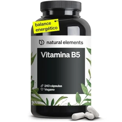 Imagen de Vitamina B5 240 cápsulas 500 mg de ácido pantoténico alta dosificación producto vegano producido y probado en laboratorio Alemania