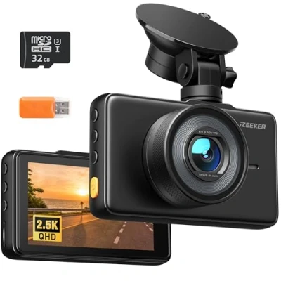 Imagen de iZEEKER 2.5K Dashcam, Dash Cam Coche 1440P Con Tarjeta SD de 32 GB, Camara Grabadora, Pantalla IPS 3&quot;, Visión Nocturna, WDR, Gran 170, Grabación en Bucle, Sensor G, Modo Aparcamiento 24 H