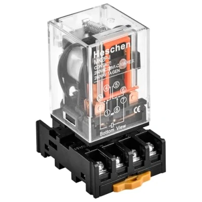 Imagen de Heschen Relé de uso MK2P I AC 220 V bobina DPDT 8 pines con conector terminal enchufable PYF83A