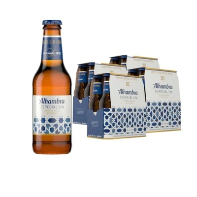 Imagen de Alhambra Especial SIN, Pack 24 Botellas x 25 cl, Cerveza Lager Sin Alcohol de Baja Fermentación, 0.75%