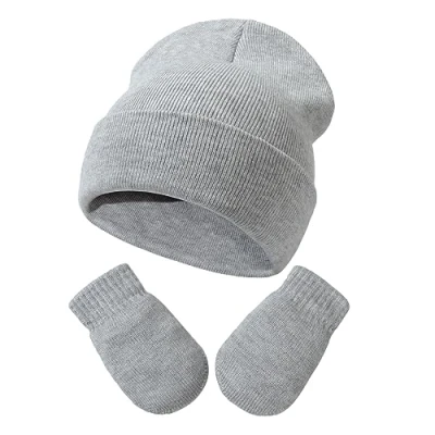 Imagen de DRESHOW Toddler Beanie Kids Invierno Sombreros de Punto con Guantes Set Bebé Niño Pequeño Cálido Gorro manopla para 3 Meses 24 Niñas Niños