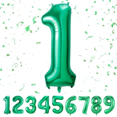 Imagen de Globos de Cumpleãnos 1 Verde,101 CM Globo Numeros Gigantes Grandes Decoracion,Globo Numero 1,Globos Niño Niña Adultos,Vuelan con Helio…