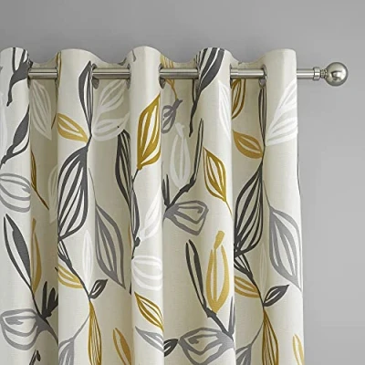 Imagen de Fusion Ensley Par de Cortinas con Ojales 100% algodón, 229 x cm, Ocre