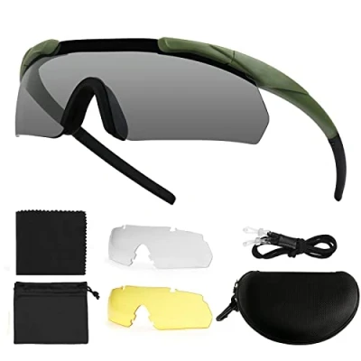 Imagen de Feyachi Gafas de Protección, Tiro Táctico con 3 Lentes Intercambiables, Ciclismo Transparentes, Protección Ocular Resistente a los Impactos(Verde militar)