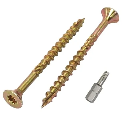 Imagen de SKIR&#039;CO Paquete de 100 tornillos universales acero chapado en zinc 4,0 x 45 mm, cabeza avellanada, torx, tipo 17, aglomerado (100, 4 mm)